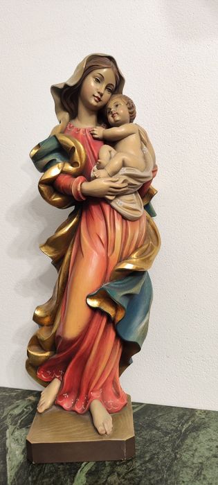Figura z drewna polichromia Matka boska Maryja 50cm