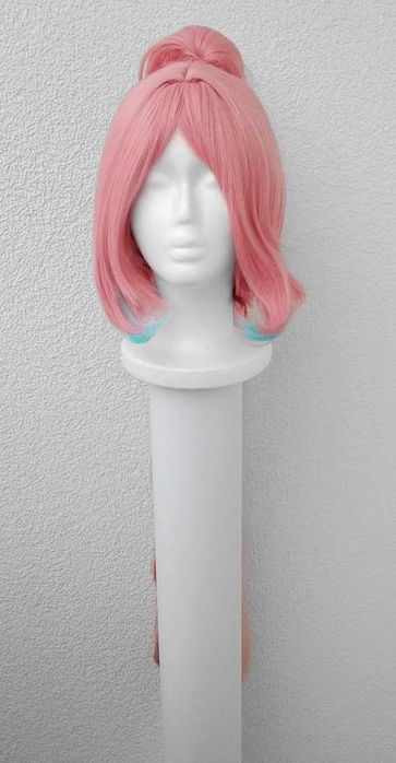Rappa Honkai Star Rail różowa długa peruka z grzywką kitką cosplay wig