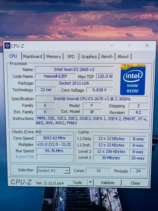 Комплект s2011-3 12 ядер 2670v3+16gb+RGB кулер