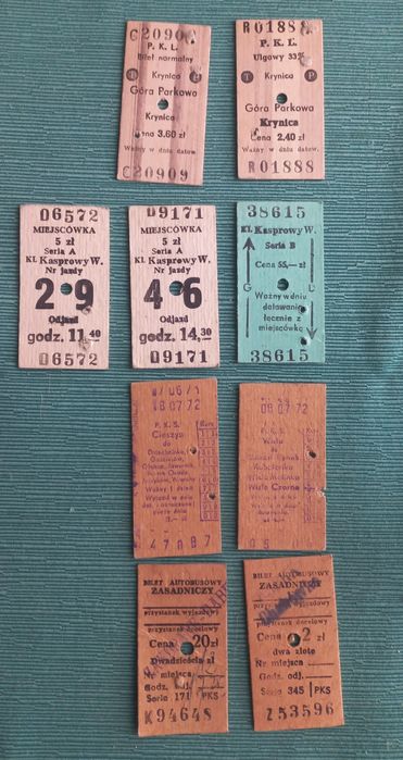 Bilety kartonikowe PRL
