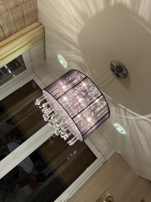 Lampa sufitowa czarna z kryształami, kryształkami śr. 48cm