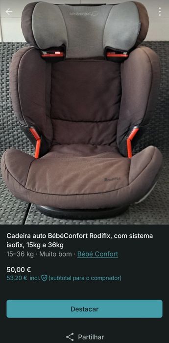 Cadeira auto BebéConfort Rodofix, com sistema isofix, 15 a 36kg