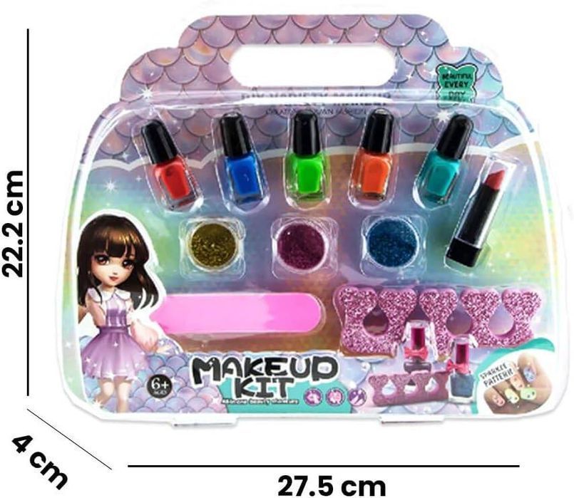 Zestaw Kosmetyków Brokat Szminka + 5 Lakierów