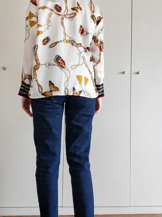 Camisa Fluida com Padrão Correntes e Borboletas - Zara