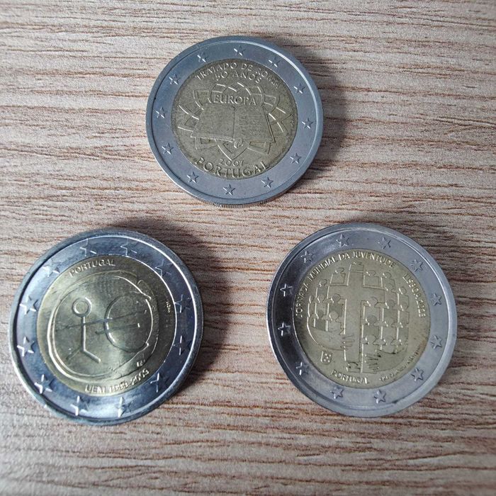 Lote de 3 Moedas  de 2€ Comemorativas de Portugal. Raras em bom estado