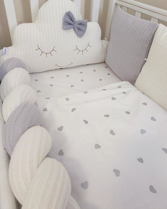 Постельное в кроватку бортики балдахин защита захист коса