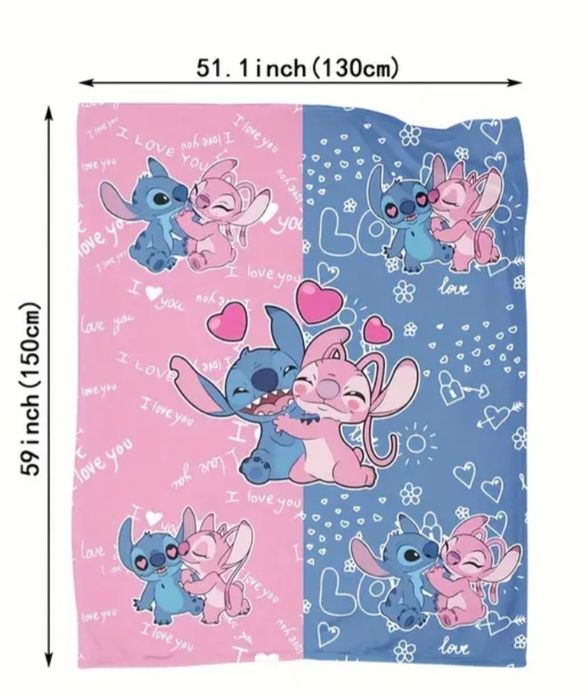 Manta do Stitch e da Angel por encomenda