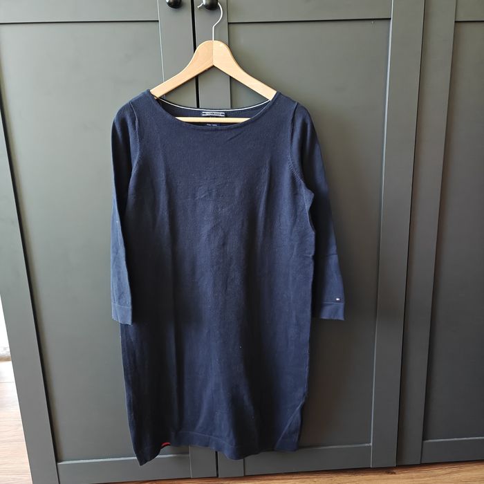 Sukienka sweterkowa bawełna dopasowany L rękaw 3/4 Tommy Hilfiger