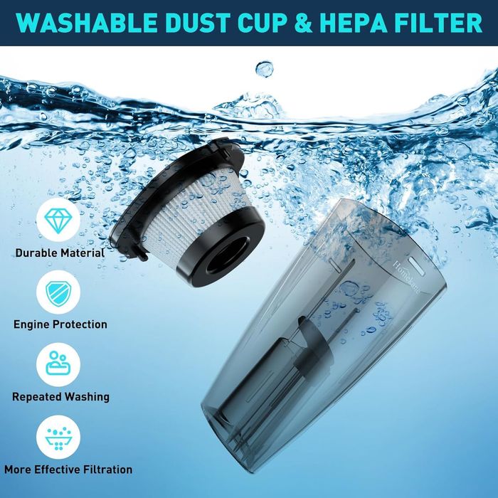 Akumulatorowy ręczny odkurzacz bezworkowy HEPA 9500Pa 2000 mAh CZARNY