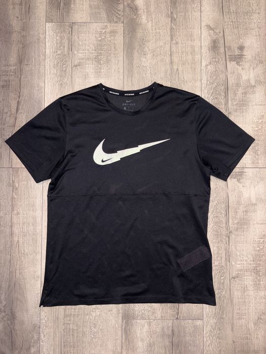 Nike t-shirt sportowy M męski czarny cienki siatka