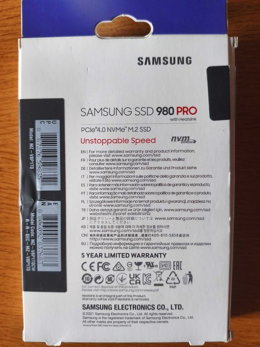 SSD NVMe Samsung 980 PRO 1TB - Como Novo