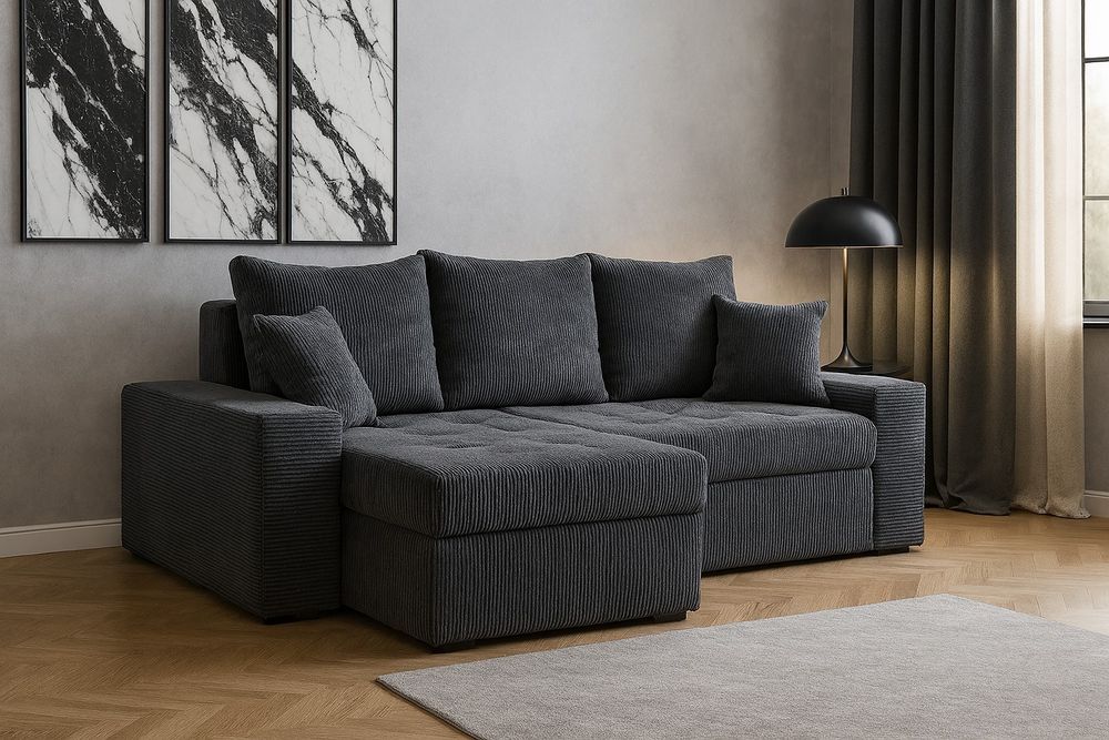 Nowy Narożnik sprężyny automat sztruks welur plusz kanapa sofa rogówka