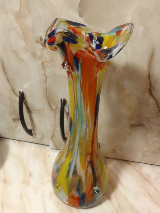 Wazon kolorowe szkło sękacz prl