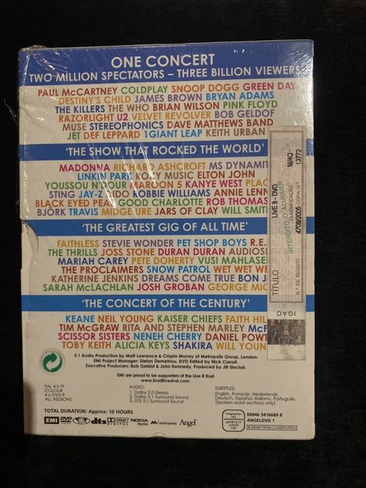 DVD set Live Aid 2005 + pulseira