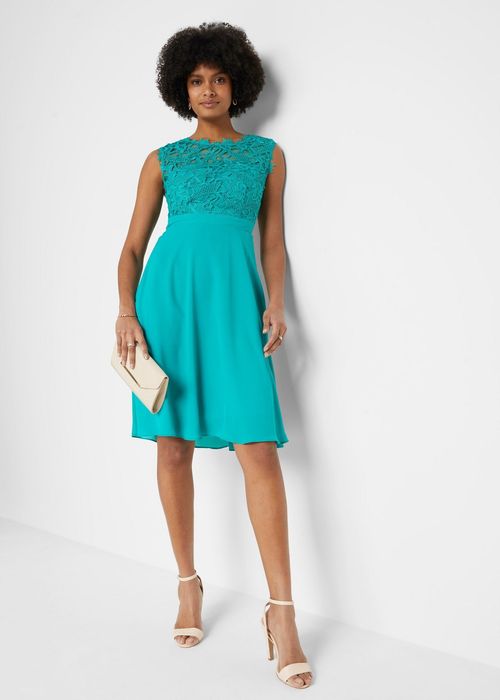 B.P.C sukienka szyfonowa z koronką szmaragdowa PREMIUM ^42