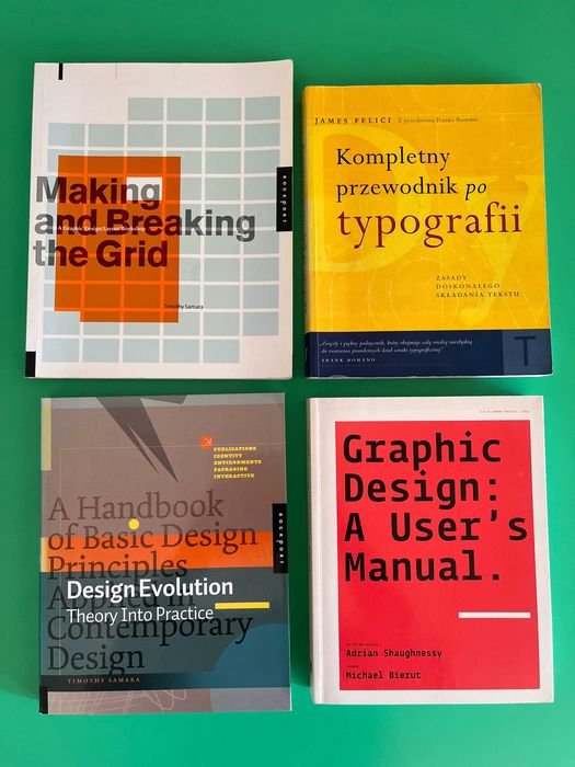 Zestaw 4 książek o grafice i typografii Samara Felici Shaughnessy design projektowanie graficzne