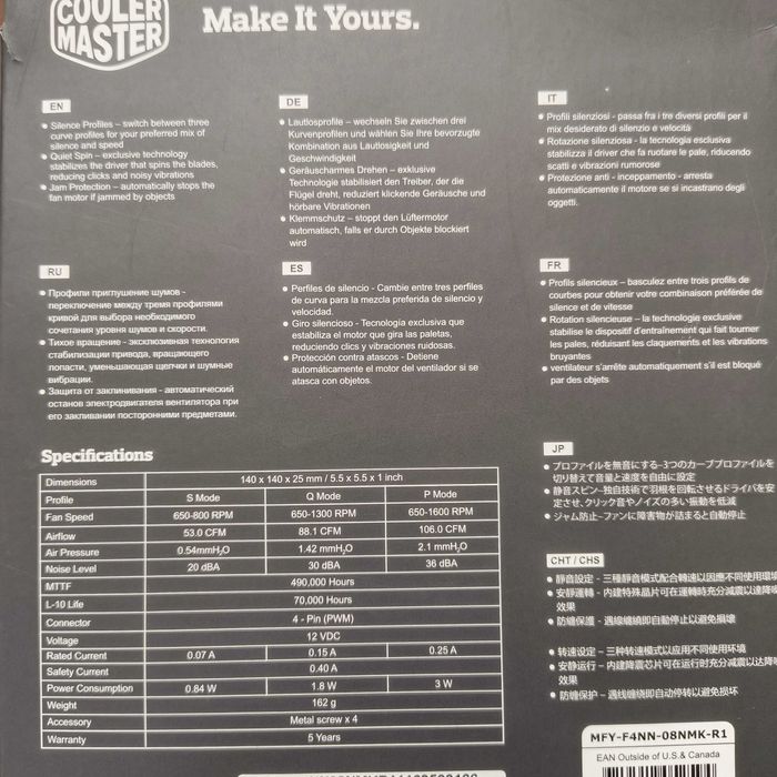 Ventoinhas Cooler Master Masterfan Pro 140 Air Flow