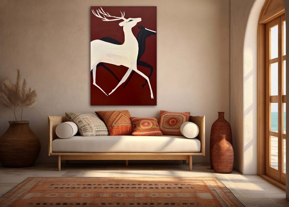 Стильна картина олені бордо тренд абстракція