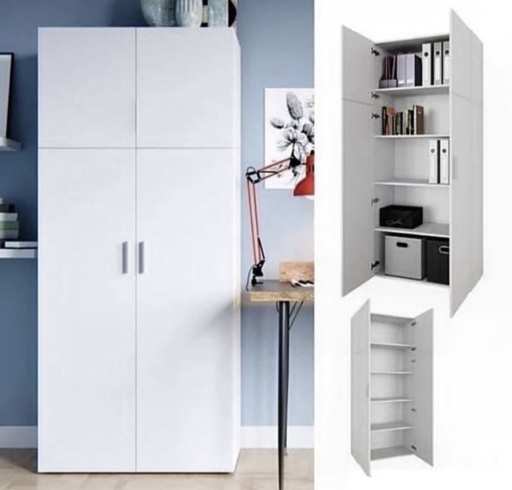 Шафа Пенал для одягу з поличками Шкаф для одежды с полками в спальню