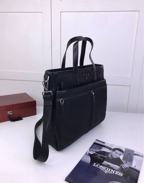 Сумка Prada 2VG860 Re-Nylon and Saffiano bag чоловіча чорна мужская