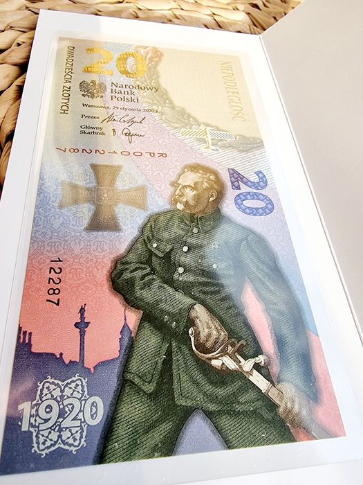 20zł banknot BITWA WARSZAWSKA 1920 NISKI NR 12287 + folder gratis