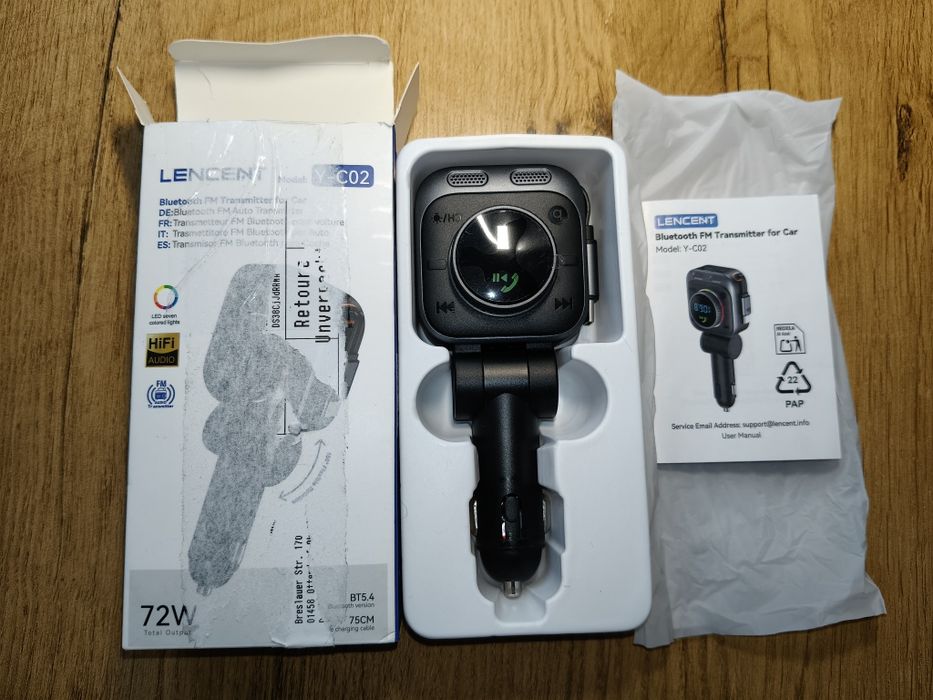 Transmiter FM Bluetooth LENCENT Y-C02 do samochodu