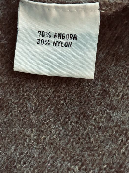 Sweter z angory melanż brązowy ponadczasowy ciepły zima