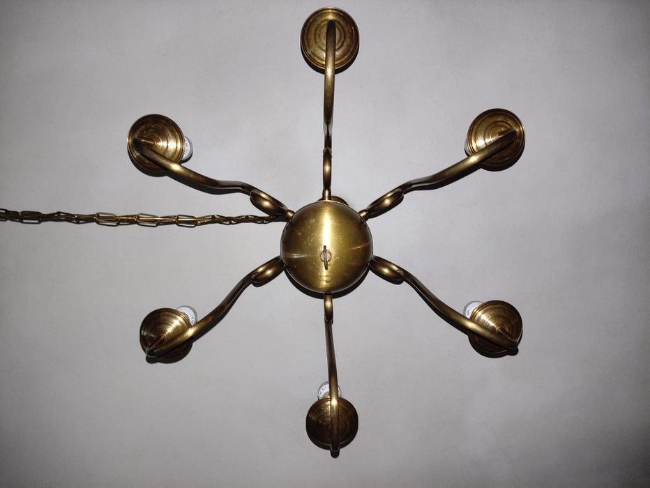 Candeeiro de teto em latão (6 braços)