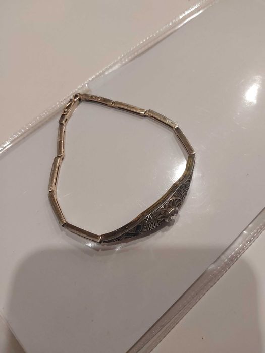 Art Deco 9 dimentów złota bransoleta certyfikat