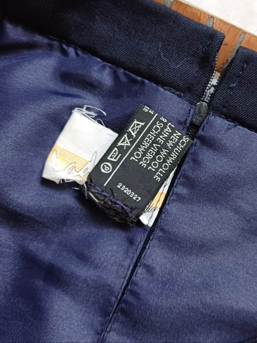 Granatowa wełniana spódnica midi vintage XXL