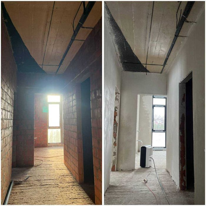 Машинна штукатурка, цементно-вапняна штукатурка, гіпсова штукатурка