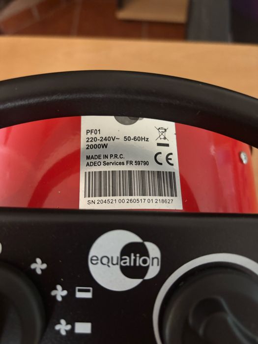 Aquecedor cerâmico elétrico portátil, Equation 2 kW, nunca usado.
