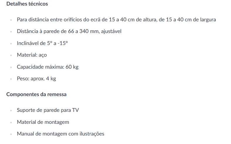 Suporte de parede para tv e monitores de 82-138 cm 32-55