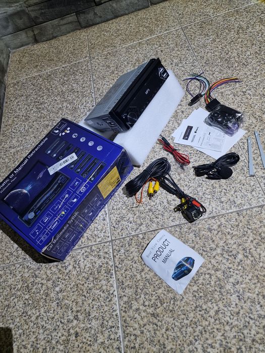 autorrádio multimédia 1 DIN universal com ecrã tátil retrátil de 7 polegadas e câmara machado atraz