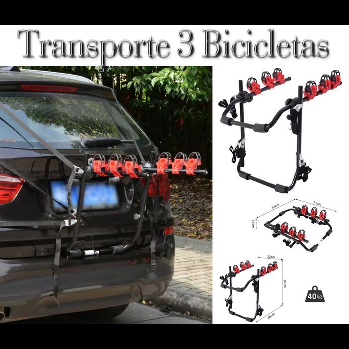 D50-Suporte Bicicletas Carro 3 Bicicletas Universal Carga 40 kg