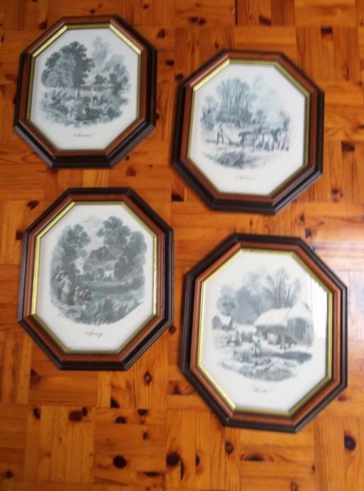 Set of Paintings Depicting the Four Seasons
