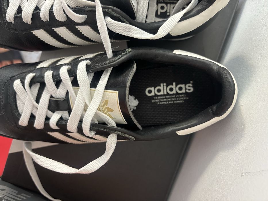 Adidas kick 2 skora naturalne skorzane czarne biale