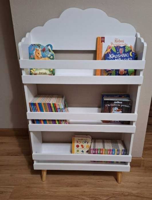 Półka na Zabawki Książeczki dla Dzieci 3 Poziomy Chmurka 100cm Biały