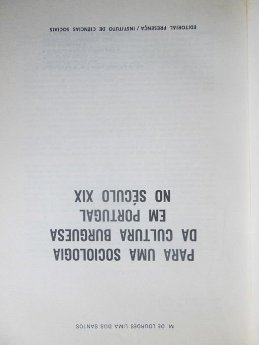 Para Uma Cultura Burguesa em Portugal no Século XIX, M. L.Lima Santos