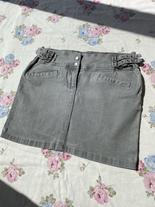 Szara krótka spódniczka regulowana S 36 M 38 vintage y2k