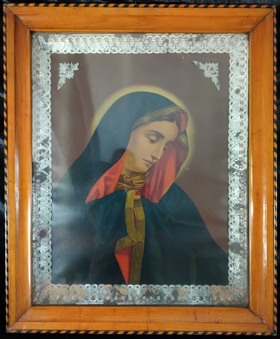 Piękny wielki kpl starych obrazów Jezusa Maryi oleodruki