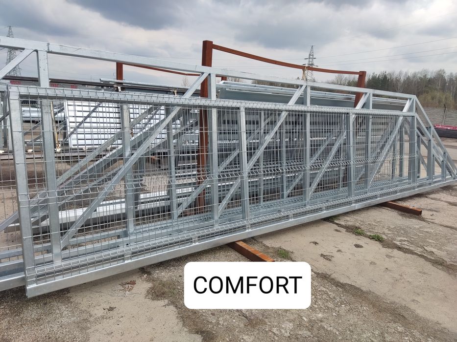 Brama przesuwna panelowa fi 5mm, 4mx1,42m COMFORT, ocynk ogniowy, inne