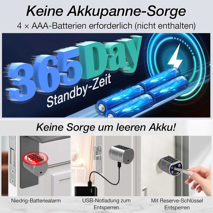 Zamek do drzwi Anweller 70 na odcisk palca 65-90 mm, 2 karty RFID