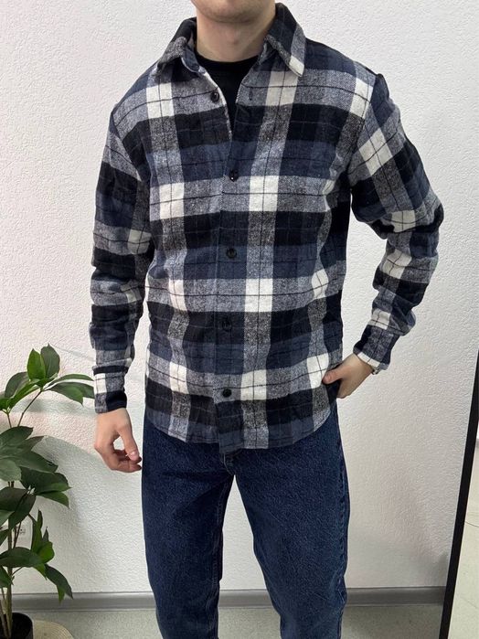 ТОП! Чоловіча тепла  фланелева сорочка в клітинку