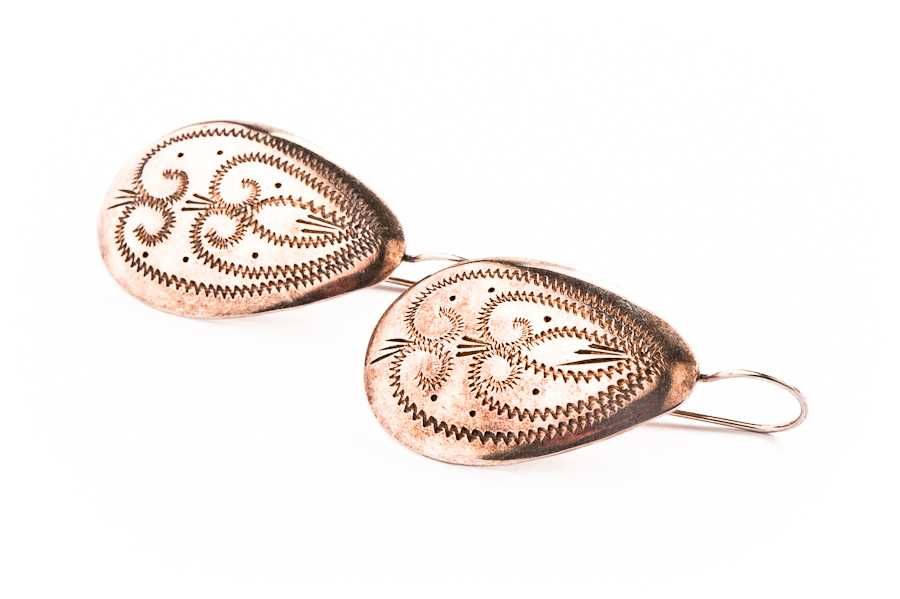 Duże Srebrne Kolczyki - Styl Zakopiański - 6,60g - VINTAGE - Kraków