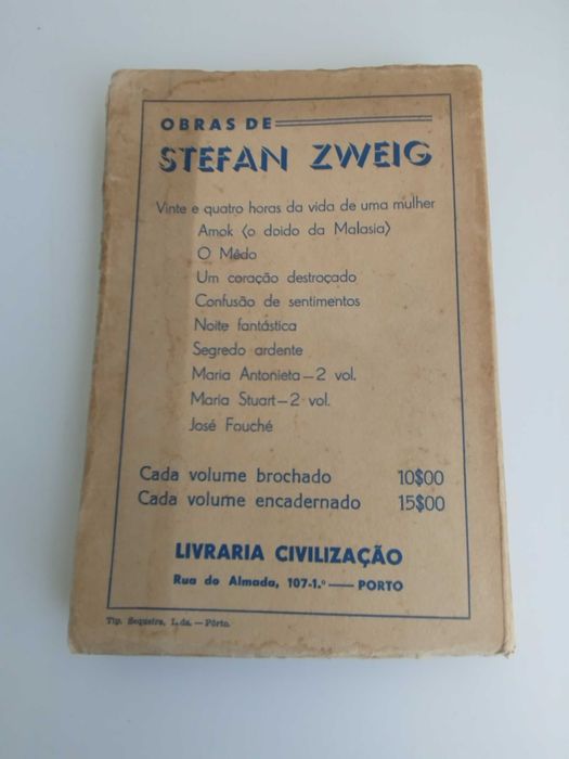 Livro Antigo 1937 "José Fouché - Stefan Zweig"