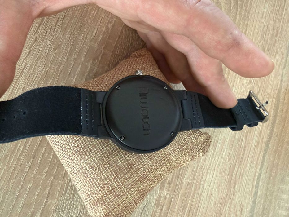 NOWY Zegarek Drewniany NIWATCH Czarny Heban Skóra Prezent Boho