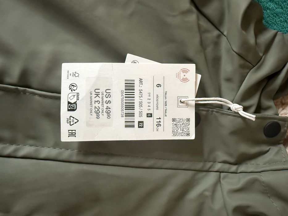 Прогумований водовідштовхувальний дощовик ZARA