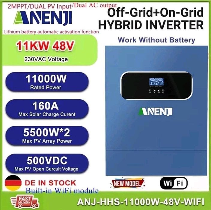 Гібридний сонячний інвертор Anenji 11kw 48v