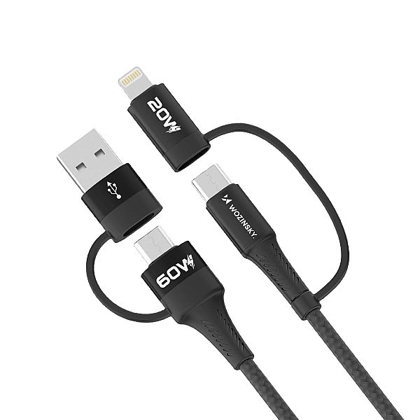 Kabel Wozinsky WNBAA 4w1/2x USB-C 1x USB-A 1x Lightning 60W 1 m - czar